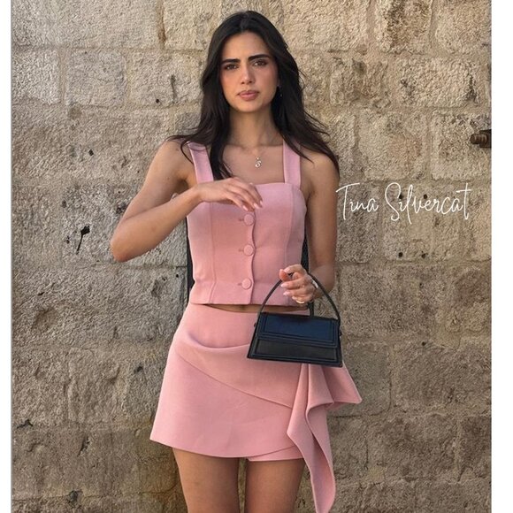 BLOGGER'S FAVE! Zara 2 Piece Voluminous Skort And Bustier Set Pink NWT - Picture 13 of 17